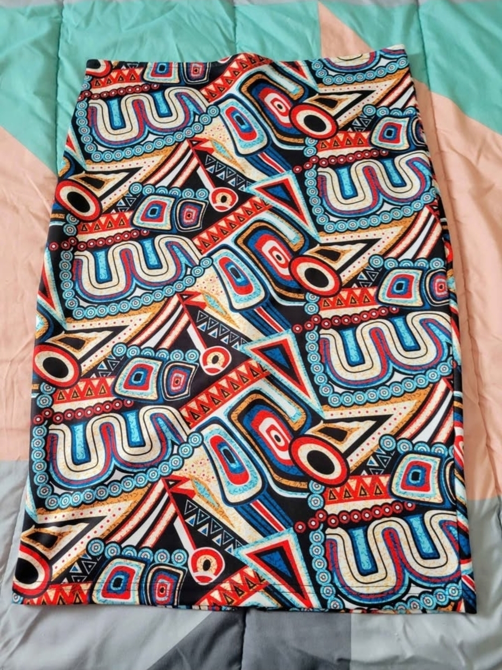 Maximalist Geometric Bold Print Pencil Skirt